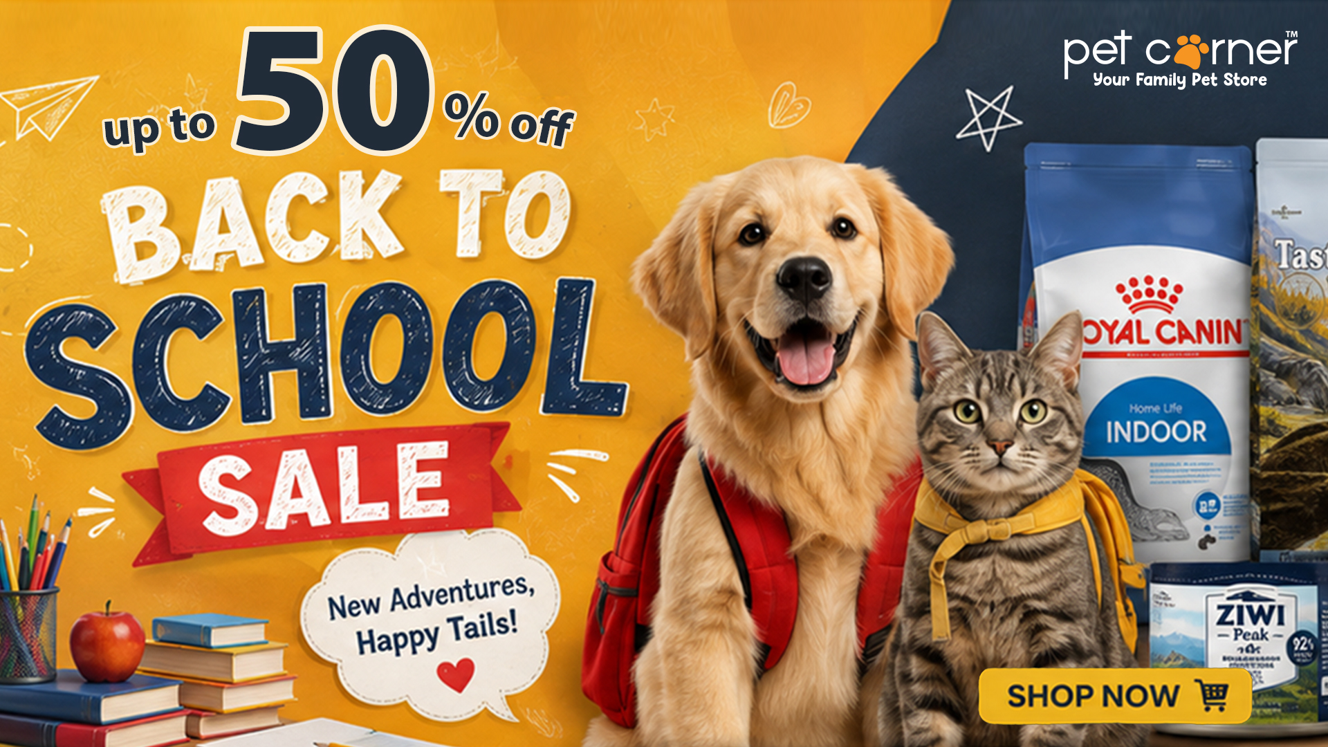 Back to School Sale: Up to 50% Off Pet Food, Treats & Essentials at Pet Corner