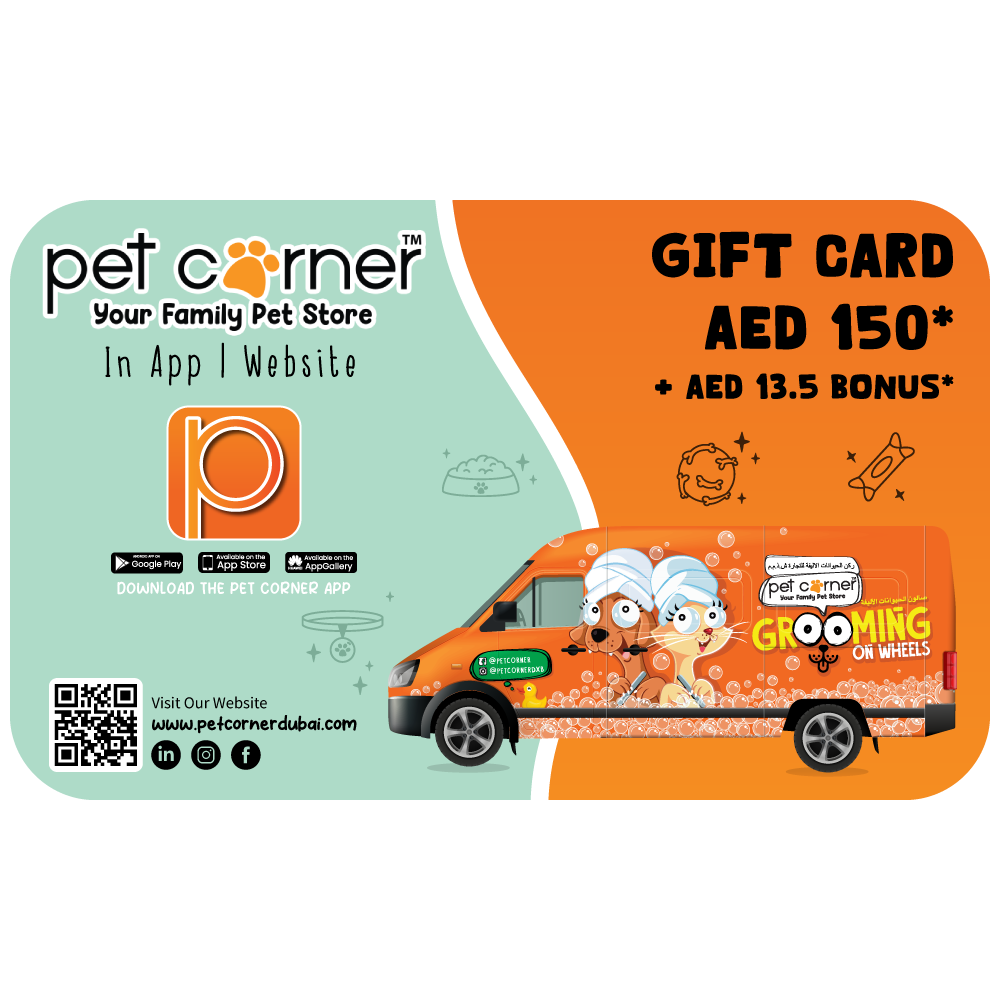 Pet Corner Gift Card Aed 150 + Aed 13.5 BONUS ( Online Only)