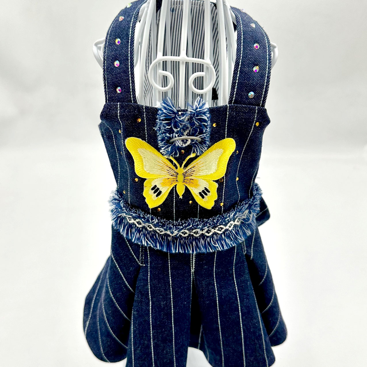 Coco Pets Butterfly Denim Dress- 2XS