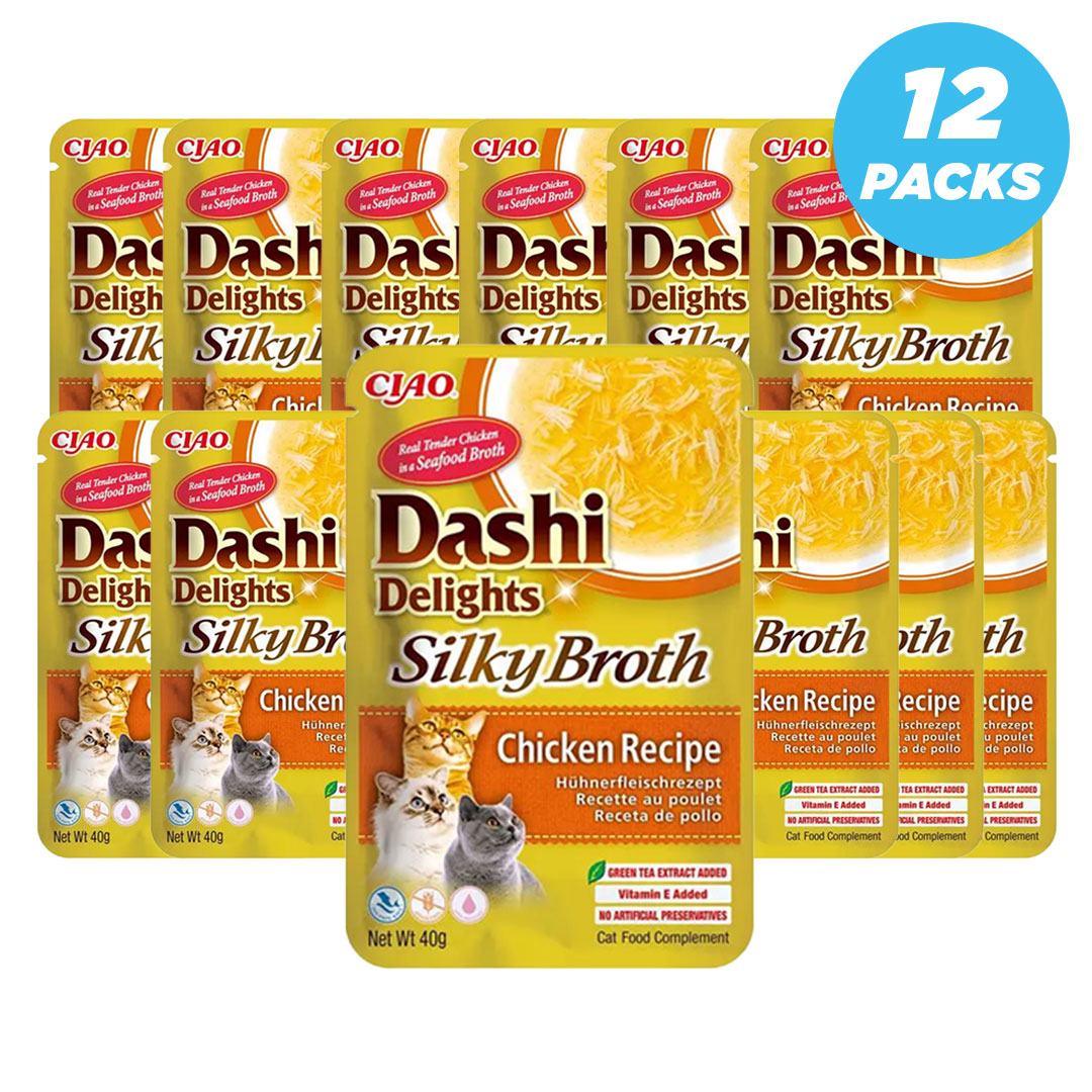 Inaba Dashi Delights Silky Broth Chicken Recipe Cat Treats 40g - Pack of 12