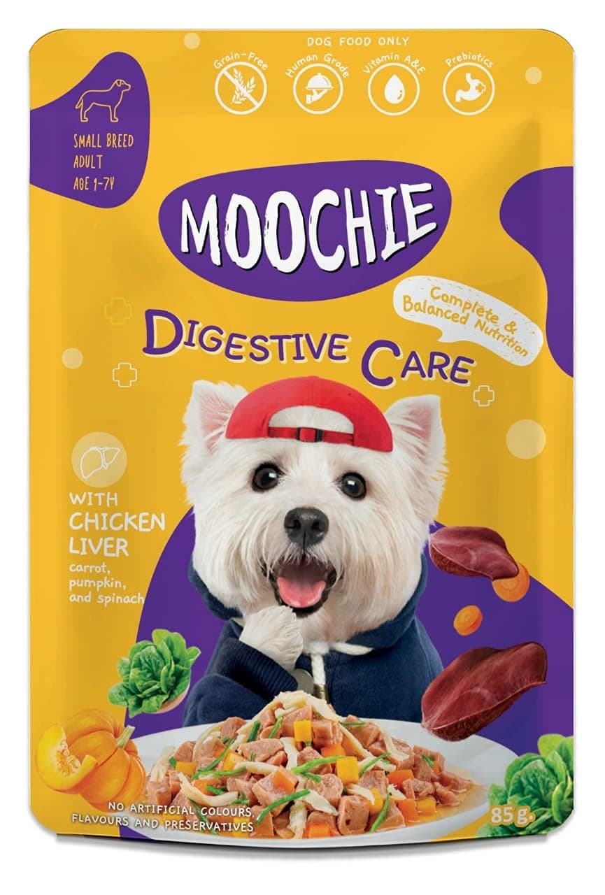 Moochie Dog Food Casserole with Chicken Liver - Digestive Care Pouch 85g Pack of 12