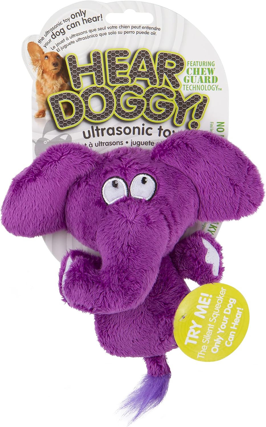 HEAR DOGGY Mini Flattie Elephant with Chew Guard Technology and Silent Squeak Tech Plush Dog Toy