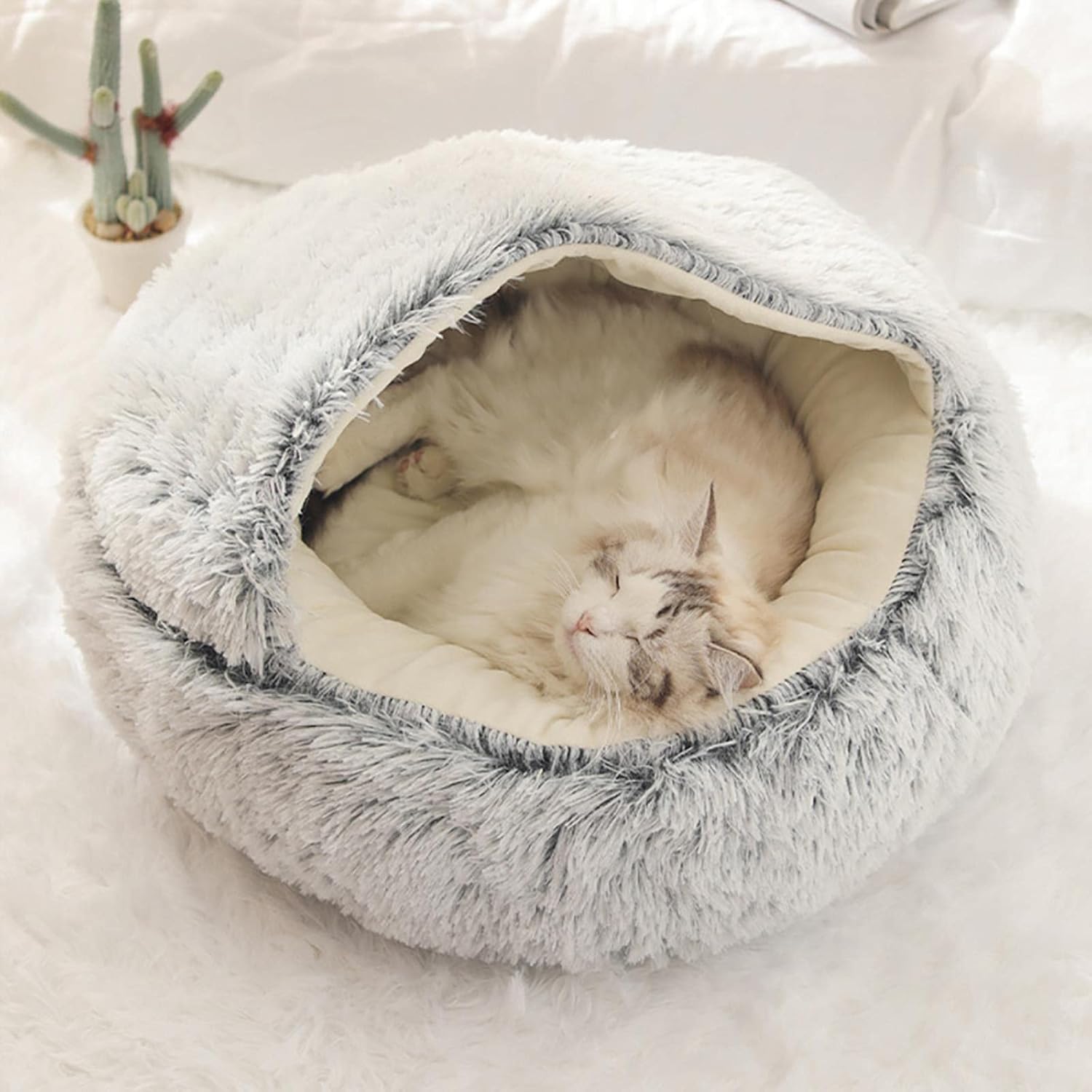 Grizzly Snuggle Cat Bed  Grey - 50cm