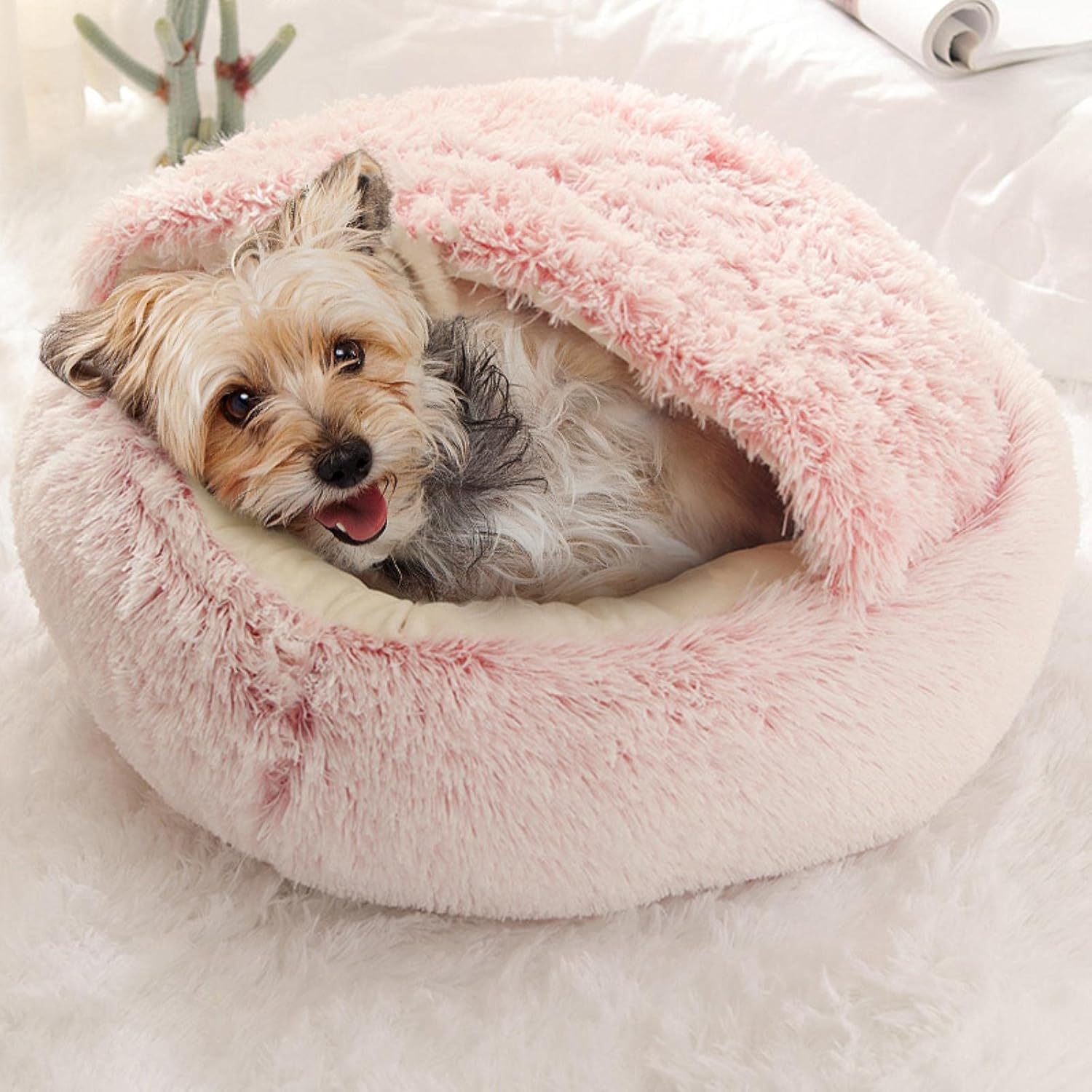 Grizzly Snuggle Cat Bed  Pink - 50cm