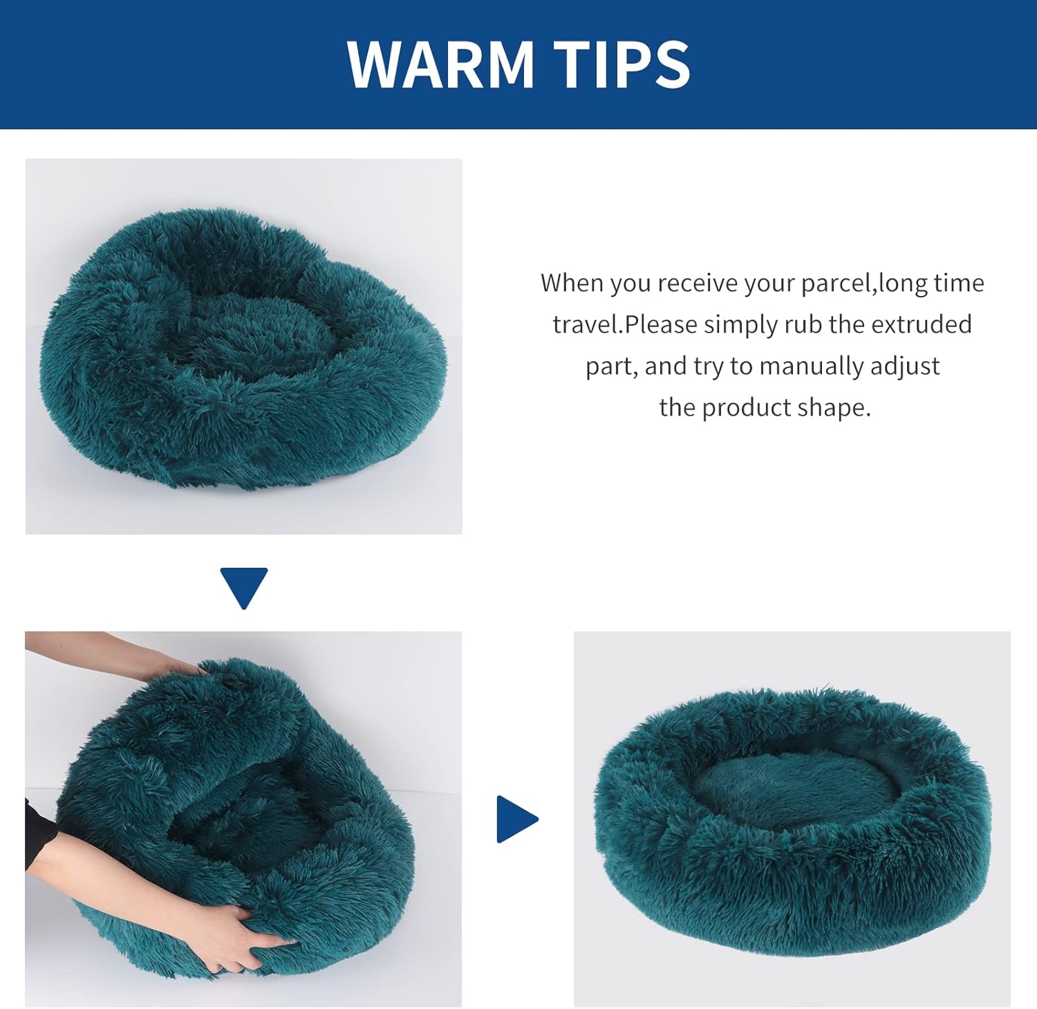 Grizzly Velor Round Plush Blue Green Dog Bed Small - 50 x 15cm