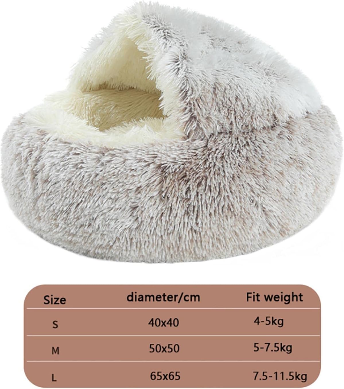 Grizzly Snuggle Cat Bed  Grey - 50cm