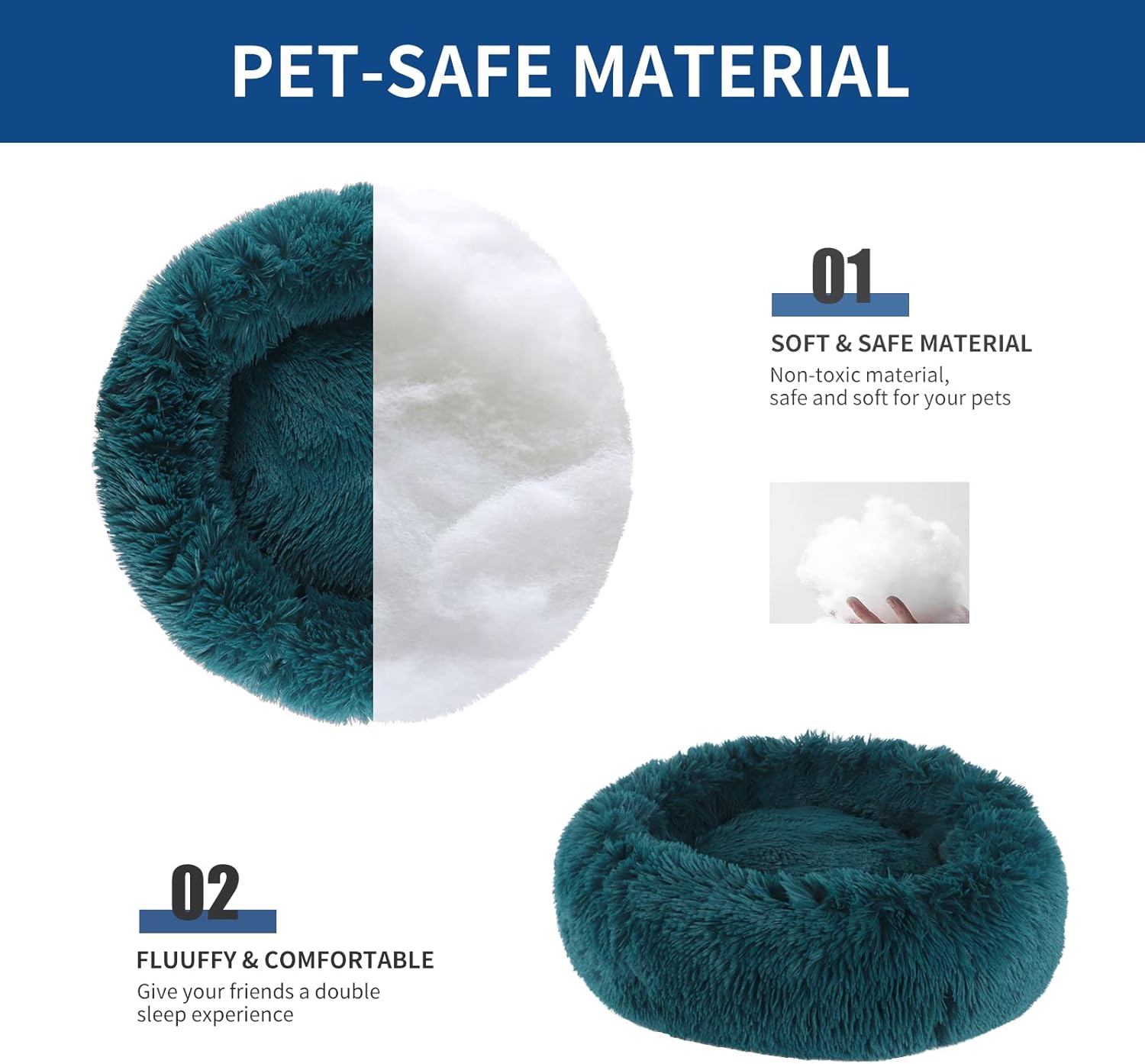 Grizzly Velor Round Plush Blue Green Dog Bed Small - 50 x 15cm