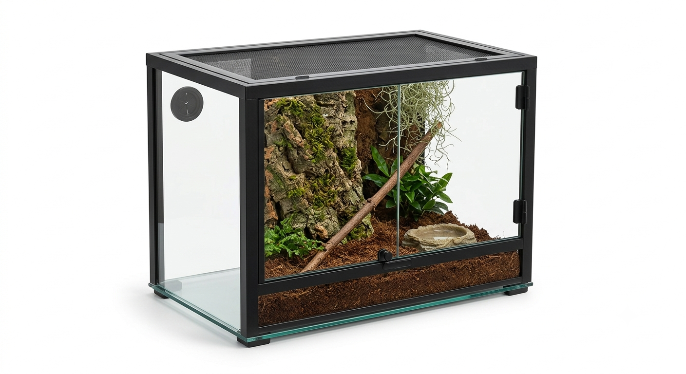 Reptiworks Mini Reptile Habitat-Black 50.8X30.5X35.5Cm With Calbe Pass