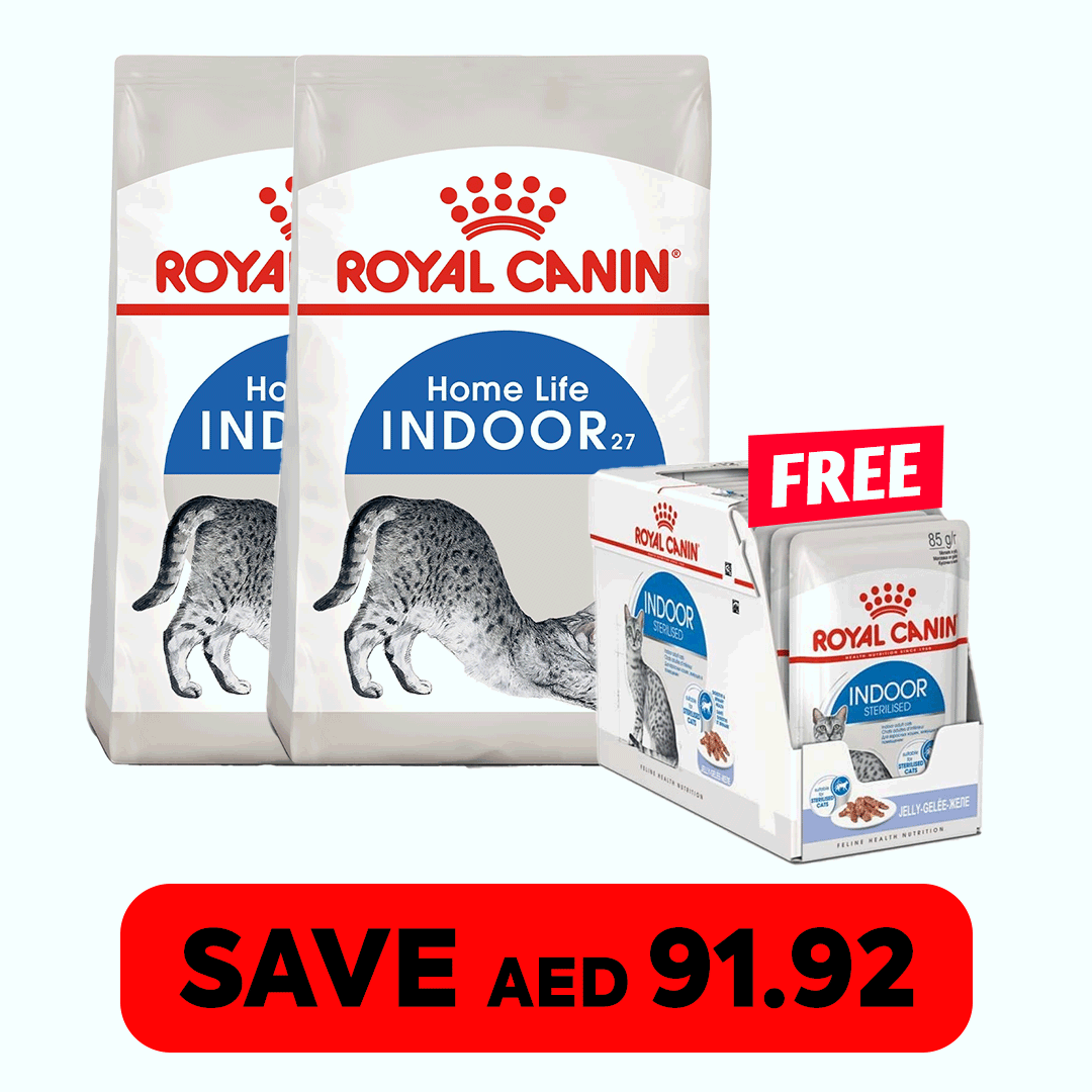 Buy 2 Bags of Royal Canin Feline Health Nutrition Indoor 2 KG & Get 12 pouches FREE