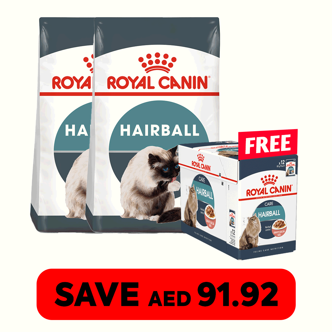 Buy 2 Bags of Royal Canin Feline Care Nutrition Hairball Care 2 KG & Get 12 pouches FREE