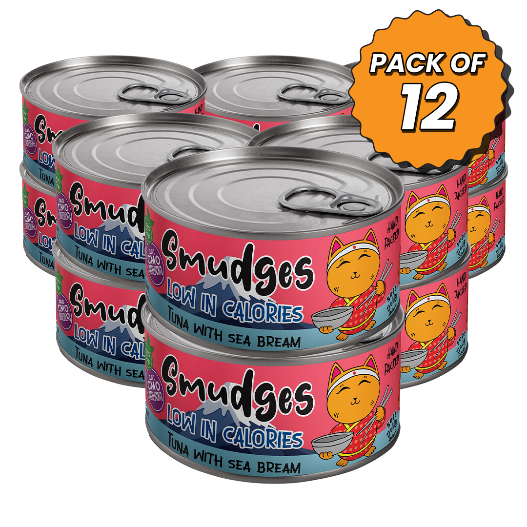 Smudges Adult Cat Tuna Flakes With Sea Bream in Soft Jelly 80g Pack of 12