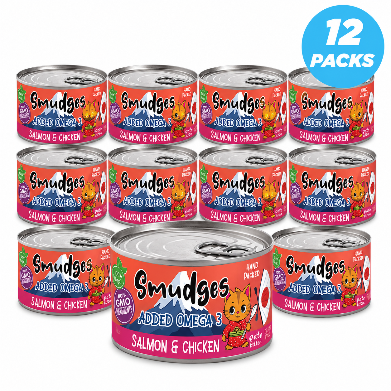 Smudges Kitten Salmon Pate Mixed with Shredded Chicken 60g Pack of 12