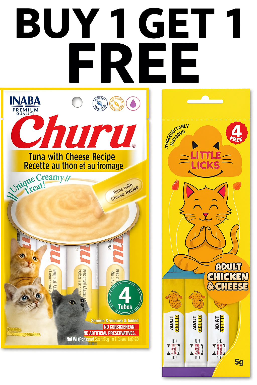 Inaba Churu Tuna with Cheese - 56g GET Smudges Little Licks Chicken & Cheese Creamy Bisque Treats FREE
