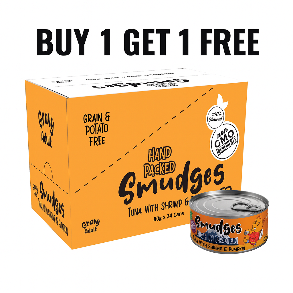 Smudges Adult Cat Tuna Flakes With Shrimp & Pumpkin in Gravy 80g x 12 Can
