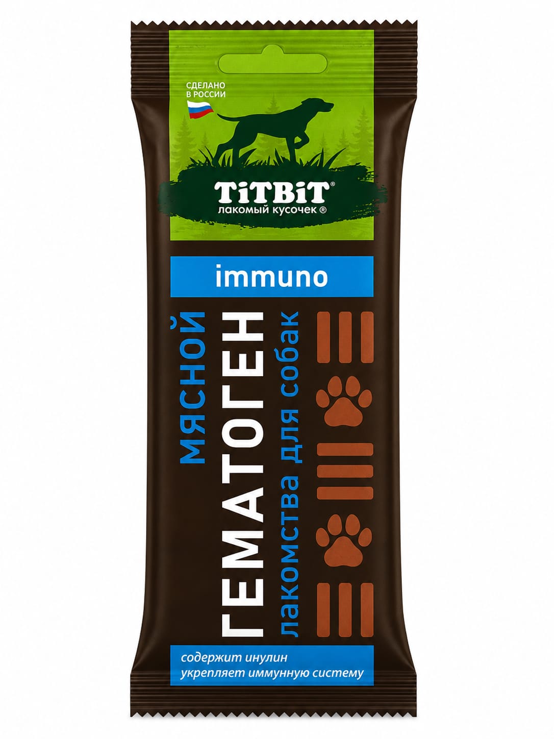 TiTBiT Meat Hematogen Immuno Bar - Iron-Rich Immune Support Dog Treat with Inulin Prebiotic, 35g