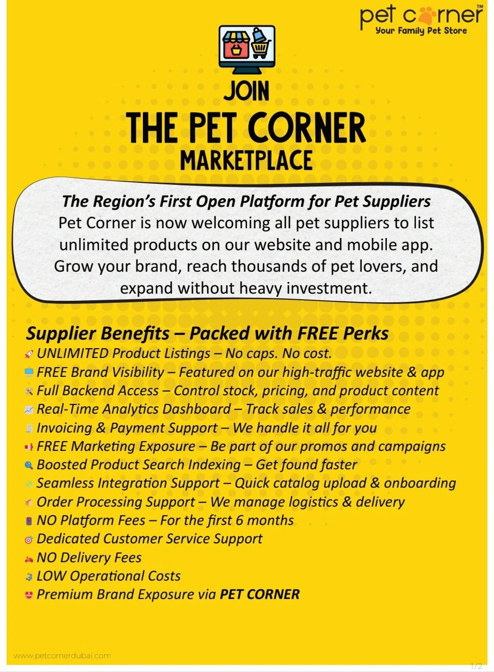 🚀 Reach 500,000 + Monthly Visitors with Pet Corner - List UNLIMITED SKUS!