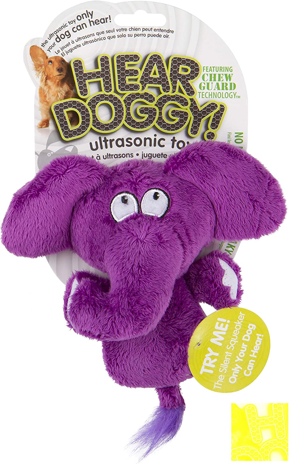 HEAR DOGGY Mini Flattie Elephant with Chew Guard Technology and Silent Squeak Tech Plush Dog Toy