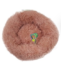 Grizzly Velor Plush Round Bed Beige Pink Large - 71 x 20cm