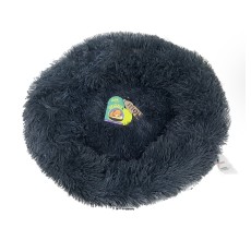 Grizzly Velor Plush Round Bed Dark Grey Small - 50 x 15cm