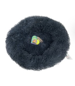 Grizzly Velor Plush Round Bed Dark Grey Large - 71 x 20cm