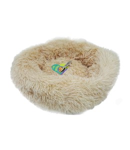 Grizzly Velor Plush Round Bed Light Beige Large - 71 x 20cm
