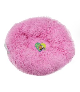 Grizzly Velor Plush Round Bed Pink Large - 71 x 20cm