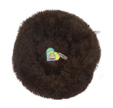 Grizzly Velor Plush Round Bed Dark Brown Small - 50 x 15cm