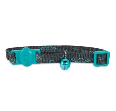 PETMATE FASHION CAT COLLAR 8-12in SWIRLS BLACK TEAL