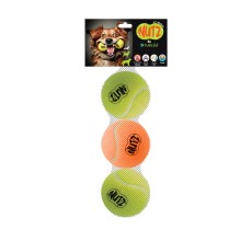 NutraPet Nutz Tennis Balls 2 Non Squeaker & 1 Squeaker - Medium 2.5in