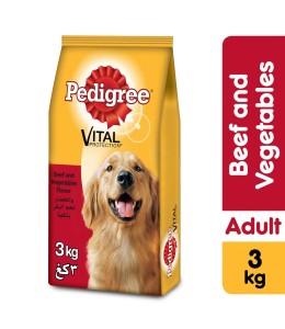 Pedigree Beef & Vegetables, Dry Dog Food (Adult), 3kg