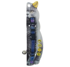 Swooosh Wheels On Jeans Cat Safe Cat Collar - Blue