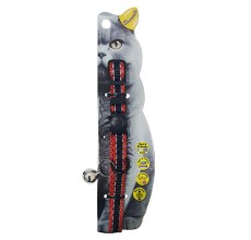 Swooosh Cat On A Runway Nylon Two-Color Reflective Safe Collar - Red
