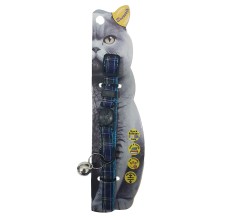 Swooosh Flying Lines Plain Grid Safe Cat Collar - Blue