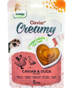 Dentalight Caviar & Duck Flavour Creamy Lickable Cat Treat 5pcs x 10g