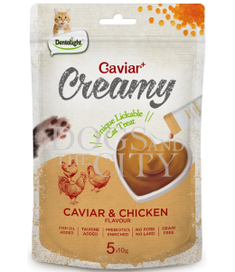 Dentalight Caviar & Chicken Flavour Creamy Lickable Cat Treat 5pcs x 10g