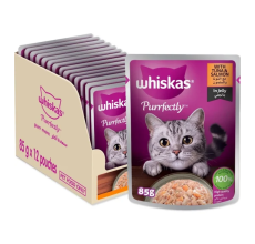 Whiskas Purrfectly Chicken Tuna & Salmon Wet Cat Food - 12X85G