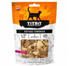 TiTBiT Dried Beef Lung Cat Treats — Single-Ingredient 67% Protein Cat Treat | 8g 100% Natural Air-Dried Beef Lung | No Preservatives, No Additives, No Grains | Hypoallergenic | Made in Russia