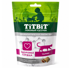 TiTBiT Premium Crunchy Pillows for Cats — Heart Health with Turkey Meat & Taurine | 60g Functional Cardiovascular Cat Treats with 15% Turkey + 1000mg/kg Taurine + Salmon Oil | Vitamins A, D3, E | Made in Russia