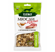 TiTBiT Fitness Line Meat Muesli Bar with Lamb & Rice - Healthy Granola Treat for Active Dogs & Weight Management, 40g