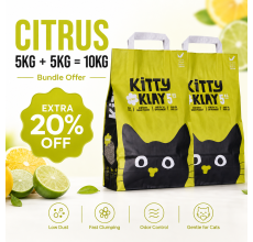 Kitty Klay Bentonite Clumping Cat Litter - Citrus 5Kg (10Kg Bundle Offer)