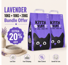 Kitty Klay Bentonite Clumping Cat Litter - Lavender 10Kg (20Kg Bundle Offer)
