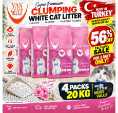 Van Cat White Clumping Bentonite Cat Litter Baby Powder 5Kg ( PACK OF 4 )