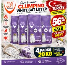 Van Cat White Clumping Bentonite Cat Litter Lavender 5Kg ( PACK OF 4 )