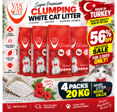 Van Cat White Bentonite Clumping Cat Litter Unscented 5Kg ( PACK OF 4 )