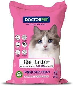 Doctor Pet Super Clumping Micro Bentonite Baby Powder Cat Litter - 25L
