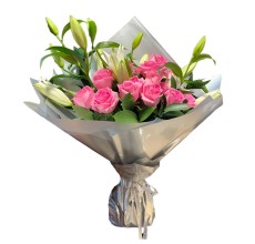 Blushing Roses and Lilies Ensemble