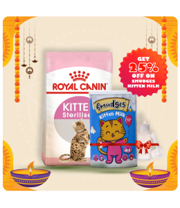 Royal Canin Feline Health Nutrition Kitten Sterilised 2 KG + Smudges Kitten milk 300g FREE Scoop and Bottle