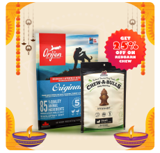 Orijen Original Dog Food 6kg + Red Barn Chew-A-Bulls Hydrant Small 24 Count