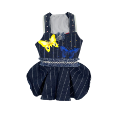 Coco Pets Butterfly Denim Dress- MED