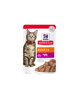 Hill's Science Plan Adult Wet Cat Food Beef Pouches 85g x 12